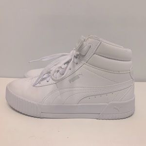 White Leather PUMA high tops